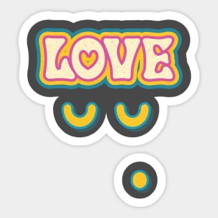 Love, Retro Love Text, Cute Gift Idea For Valentine Sticker